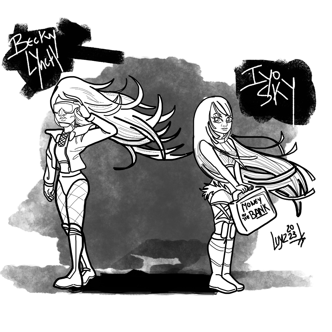 LuyzKaricatura's tweet photo. una ilustracion de beckylynch e iyosky que aunque casi no tiene reacciones (por lo menos no cuando la subi primero) es sin duda alguna una de mis favoritas 
@Iyo_SkyWWE 
@BeckyLynchWWE 
#wwe #wwefemale #wwedivas #WWEWomenDeserveBetter https://t.co/xJw6zvVAu4