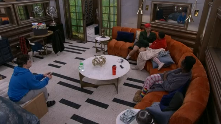 The Flip Flop Crew tells Hisam he has to keep the flop a secret because they are not going to tell everyone about it. He promises. If this goes through, we're going into Pressure Cooker with Hisam in game and at least half the house being fully blindsided. 🍿🍿🍿#BB25