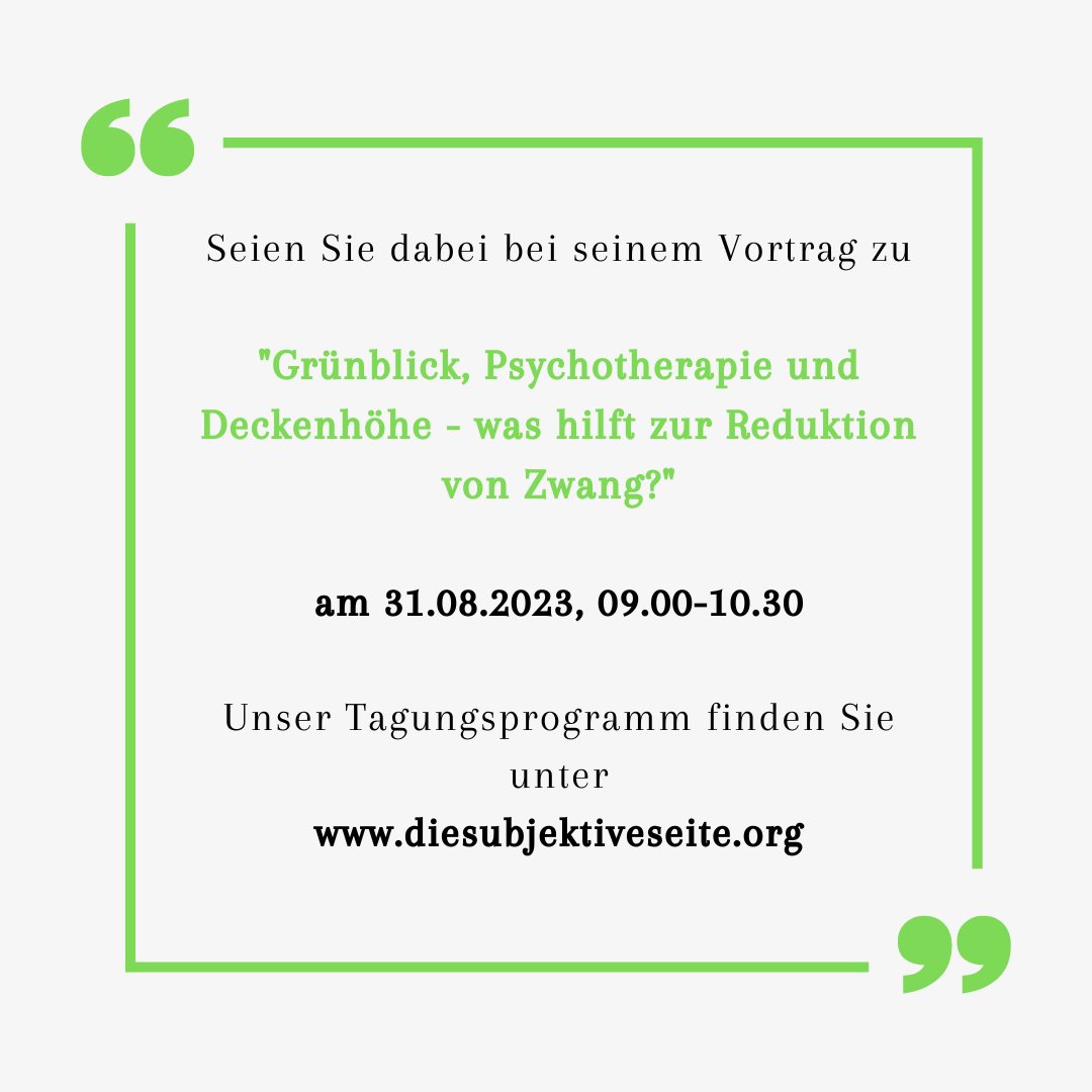 SuSe_2023's tweet photo. Wir freuen uns, unseren Vortragenden Dr. Jürgen Gallinat vorzustellen!
  #Psychiatrie #Kongress #Wien #Trialog 

✍️https://t.co/S6Se2eFRN8 
📍 @univienna 
📅30.8.-1.9.2023

 🎓Grünblick, Psychotherapie und Deckenhöhe - was hilft zur Reduktion von Zwang? https://t.co/gXd5CyjydY