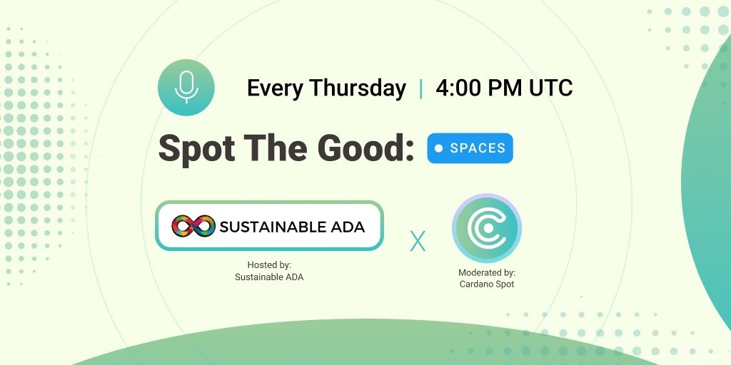 secondfiapp's tweet photo. Cardano For Good

A space where we discuss the good &amp; positive impact of #Cardano.

This week - we are having an open session with @SustainableADA

If you know a social impact project, then tag them &amp; let's give them a chance to discuss their work!

Retweet &amp; set your reminder👇 https://t.co/YW3dt7g2Xd