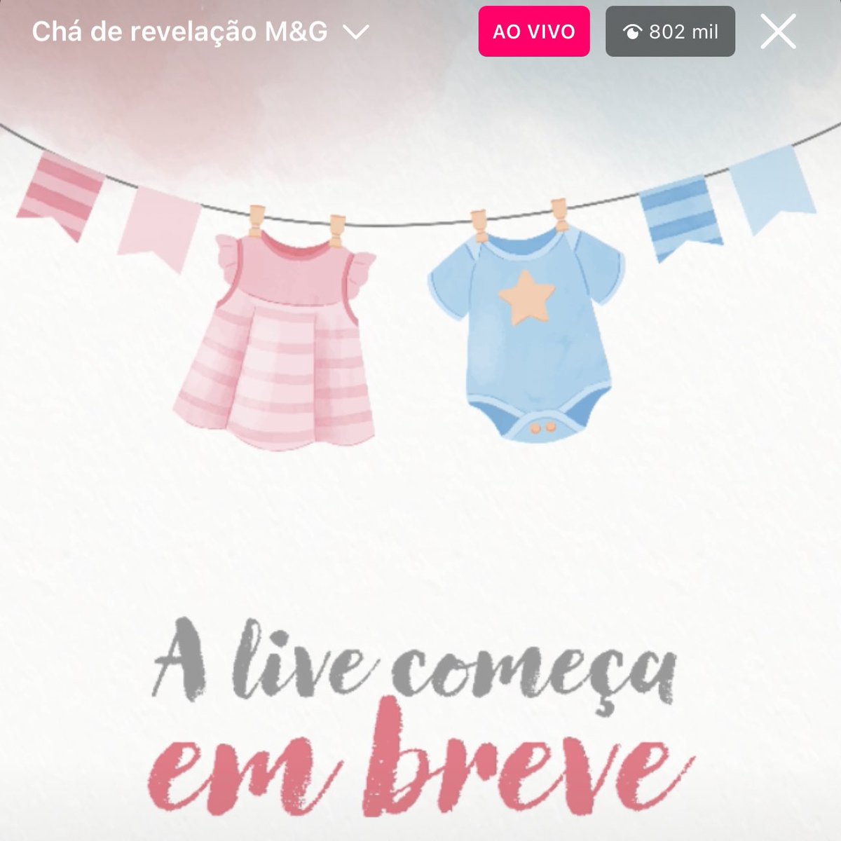 choquei's tweet photo. 🚨VEJA: Mais de 800 mil pessoas estão assistindo a live do chá revelação da Mirella Santos e Gabriel Zinho. https://t.co/D314EgxWe5