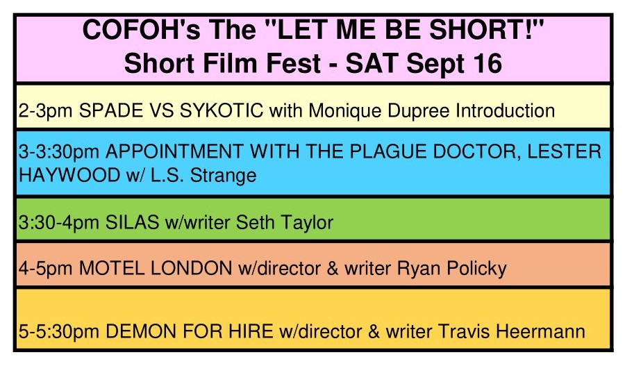 cofestofhorror's tweet photo. 📽️ #COFOH FILM ROOM ANNOUNCEMENT 📽️
Check out this spine-chilling lineup! Meet the actors, creators, writers and directors: Monique Dupree-Thomas, L.S. Strange, Seth Taylor, Ryan Lucas Policky & Travis Heermann! https://t.co/9riq5lRqBC