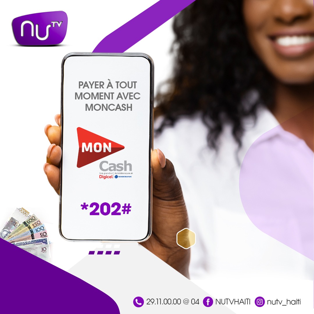 nutv_haiti's tweet photo. Payez votre plan depuis chez vous en composant *202# directement sur votre téléphone 📱.
#Peye #Nutv #Moncash https://t.co/pCPhCYvdIJ