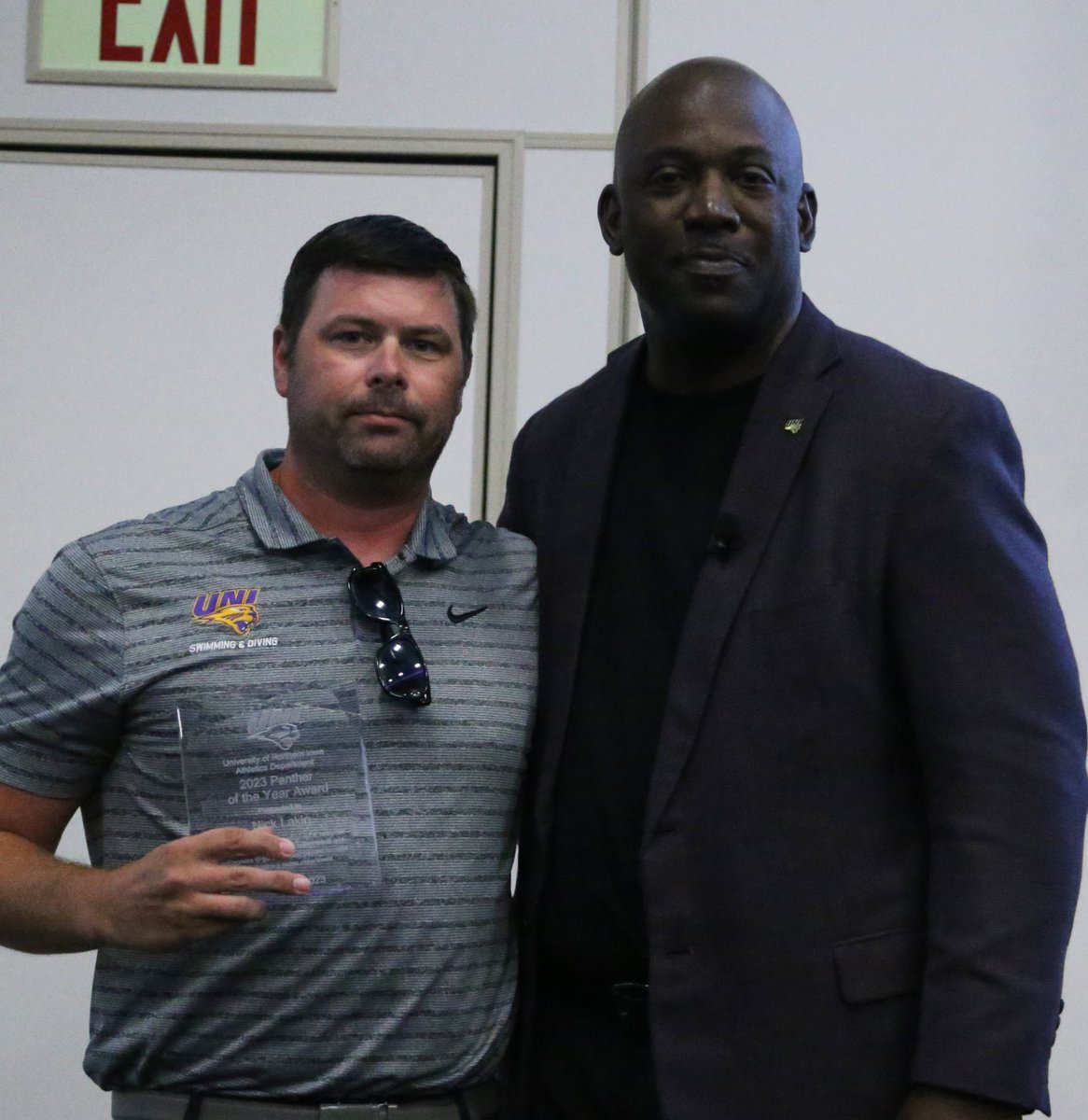 UNIAthletics's tweet photo. A special congratulations to head @uniswimdive coach Nick Lakin, the recipient of this year's Panther Staff Member of the Year Award!
#EverLoyal https://t.co/TUugq71nQ9