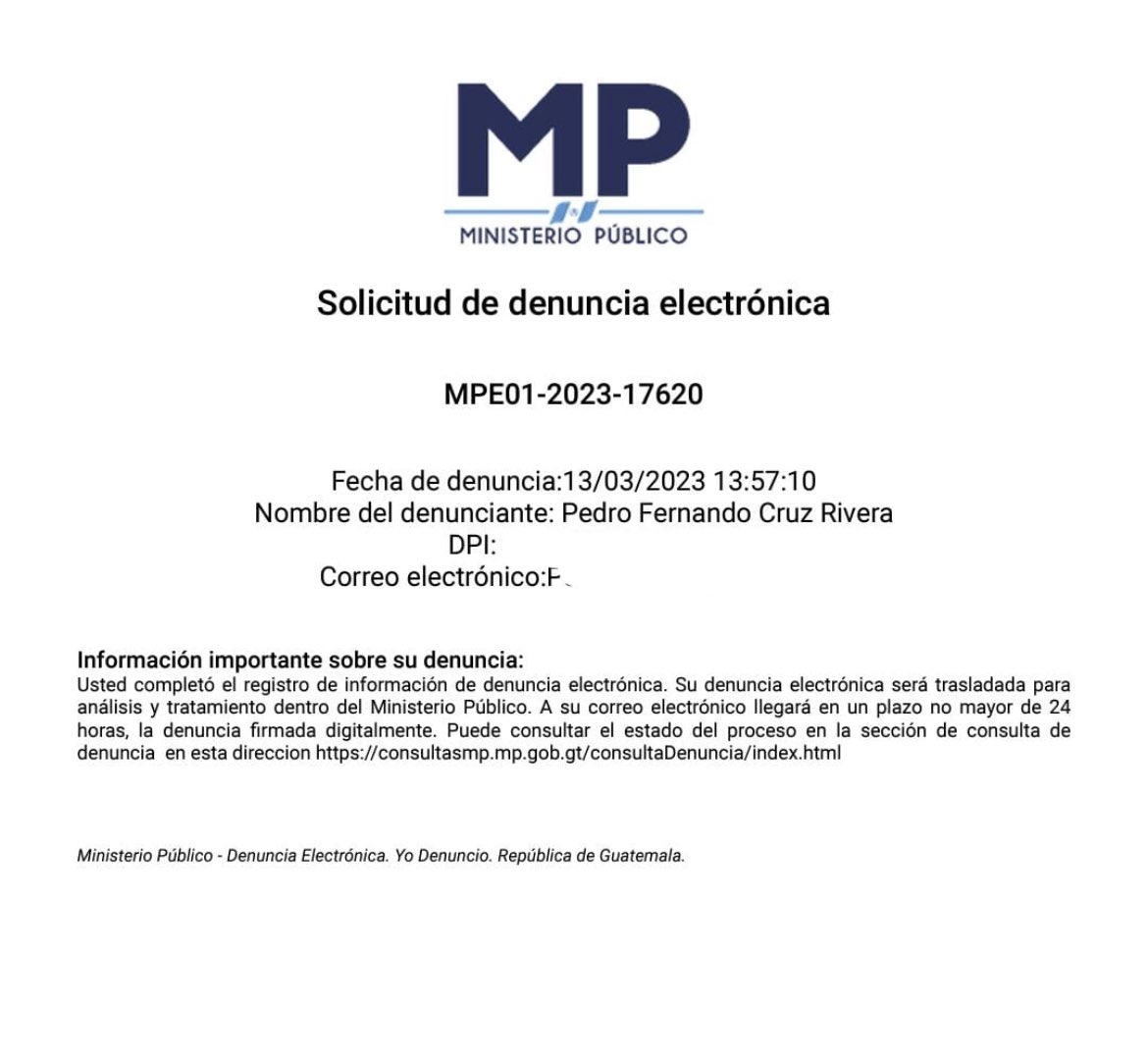 vozdeltuit's tweet photo. Acabo de hablar con Pedro Cruz y me dice que el @MPguatemala está mal informado y agarrando su denuncia , para el antejuicio contra los magistrados del @TSEGuatemala . La denuncia fue presentada meses atrás por el peligro de inscribir a Manuel Baldizón. No por el contexto del 20A https://t.co/uNUhcfuuNB