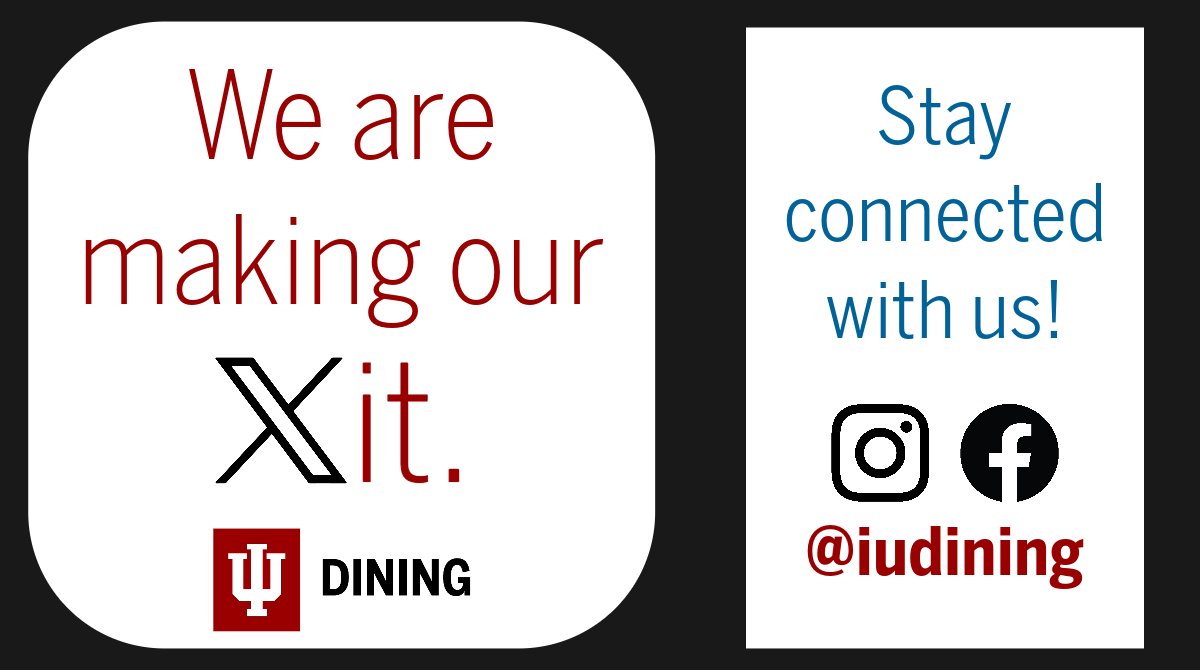 IUDining's tweet image. Just because we're not here anymore, doesn't mean you can't find us! We're still cooking up IU classics, so follow along exclusively on Instagram and Facebook beginning tomorrow!