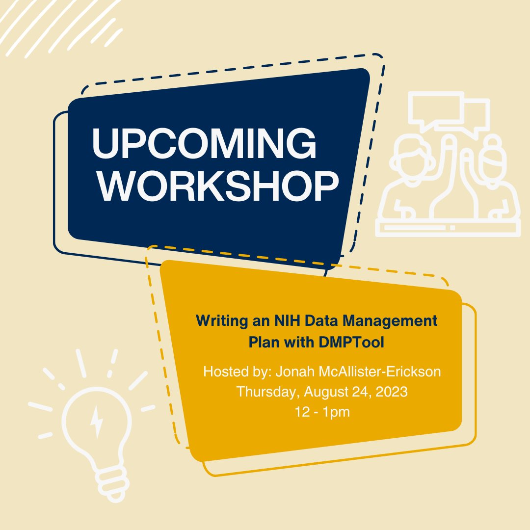 Attention graduate students and faculty! Here's a reminder to register for tomorrow's online workshop, 'Writing an NIH Data Management Plan with DMPTool.' 

Registration is required for attendance, and the link will be sent via email. Reserve your spot at wvu.libcal.com/event/10922472