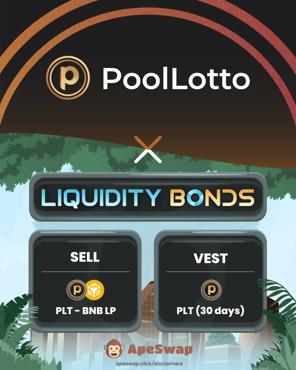 Welcome <a href="/pltfinance/">pltfinance</a> 🤞🍀

🎯 $PLT is a new generation of token-based lottery smart contracts that leverage decentralized global community-driven lottery pools through automated and safe payments.

🐵 $PLT Listed
⏲️ Vesting: 30 days
➡️ apeswap.click/PLT-Bonds