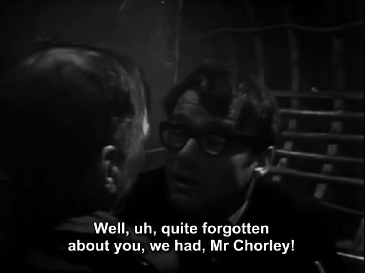DWUDatabase's tweet photo. I'm guessing half of the audience had forgotten Chorley existed when he suddenly turns up again out of nowhere (I'm fairly sure I had the first time I watched this) #DoctorWho #WebofFear https://t.co/xN8w8UitvM