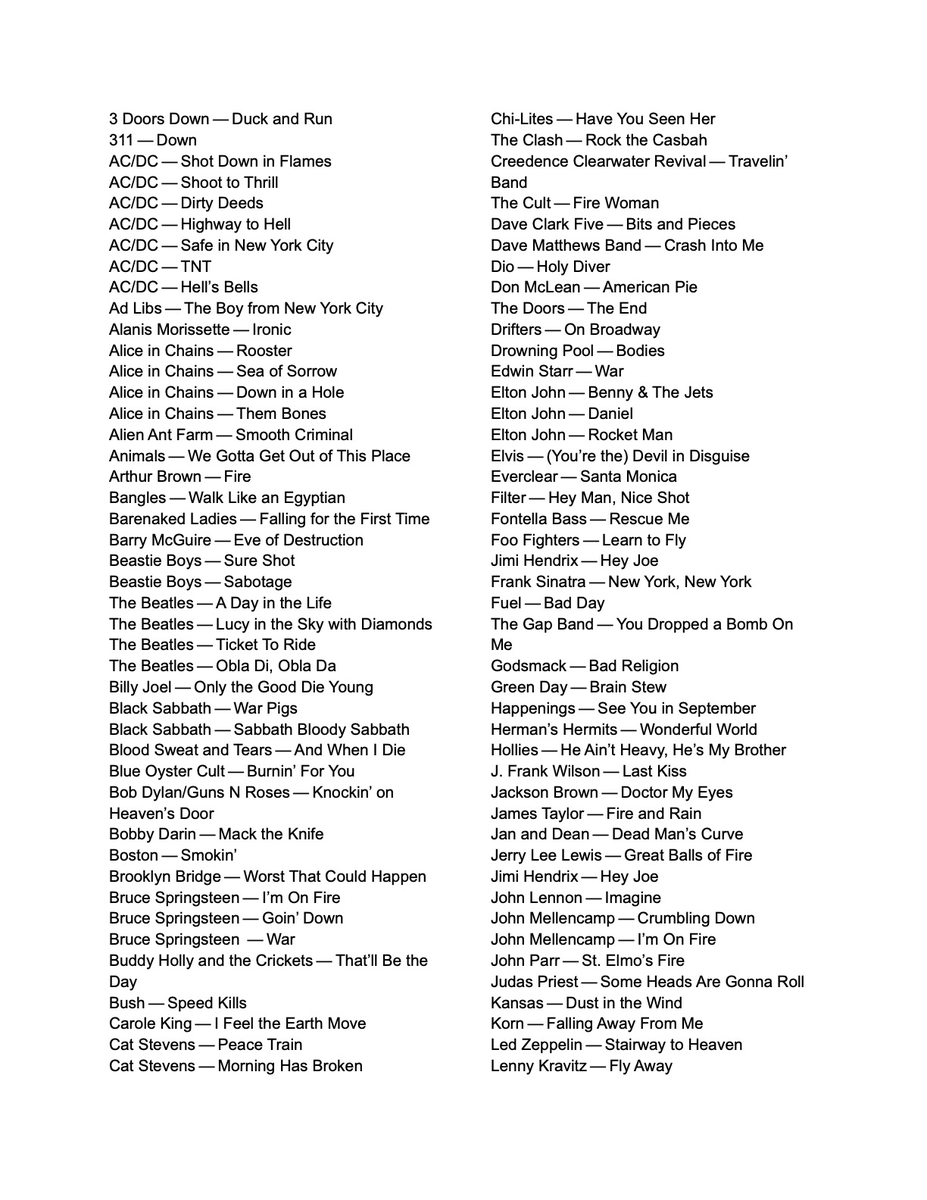 quebecween's tweet photo. 9/11 banned song list goes pretty hard actually https://t.co/RRFMJ52KbZ