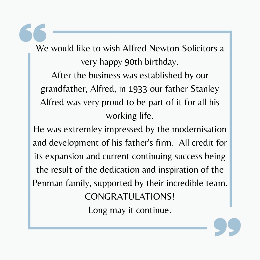 ANSolicitors's tweet photo. We have received this beautiful card from the grandchildren of Alfred Newton, celebrating our 90th year in business. To still have their support means such a lot to us #stockportsoldestlawfirm #90yearsyoung #solicitors #stockport #bredbury #wilmslow #romiley #stalybridge https://t.co/ELS964LxQb