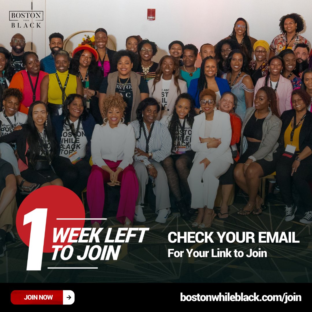 ⏰ Time is running out, Boston While Black membership closes in just one week! Don't miss out on a 24/7 community of Black Bostonians waiting to welcome you. Membership closes on 8/30 so check your email, check your DMs, and sign up before it's too late 🚨hubs.li/Q0200Mtw0