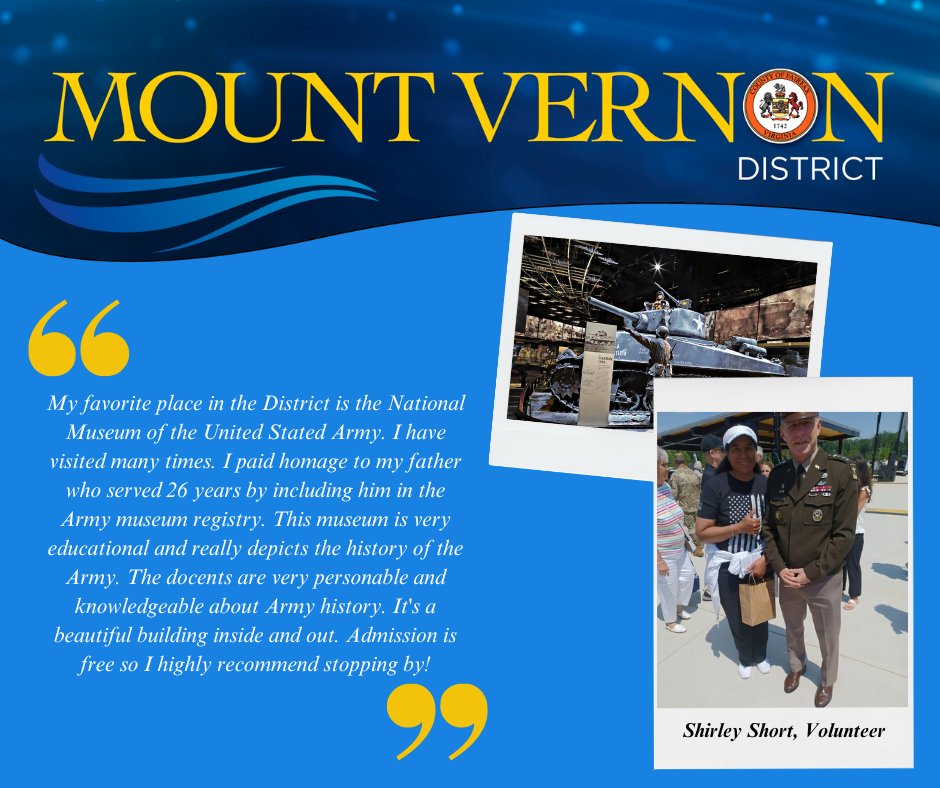 This week for MV Favorites Friday ☀, check out my Volunteer Extraordinaire, Shirley Short’s favorite place in the District. If you would like to showcase your favorite place, please email Mt.VernonDistrictBOS@fairfaxcounty.gov and tell us about it!