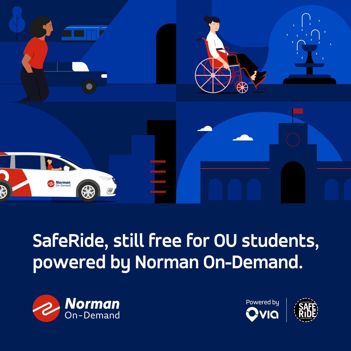 SafeRideOU's tweet image. OU SafeRide launches with Norman On-Demand on Thursday August 24. Go to saferide.ou.edu to download the app.