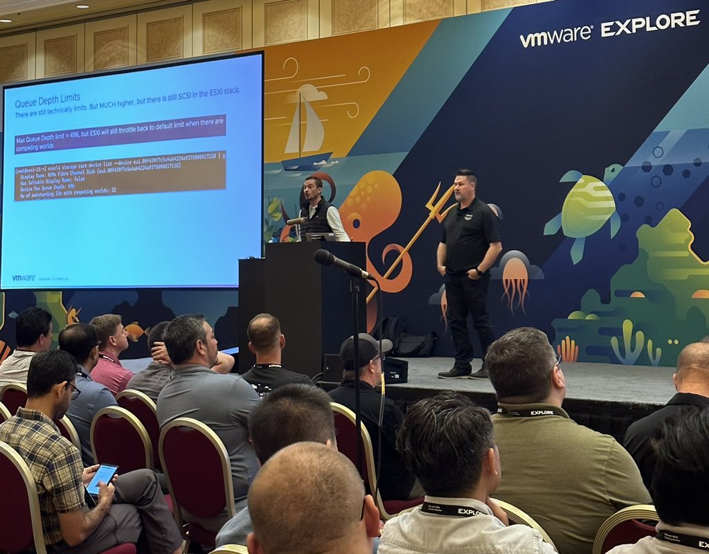 NextLevelSDDC's tweet photo. Core Storage sessions never disappoint. Full room and great content with @codyhosterman and @jbmassae
Did you migrate all your RDMs to vVols yet?!
#vmwareexplore #vvols #nvme #rdm #iscsi #nvmeof #vmfs https://t.co/t8r21Wyta9