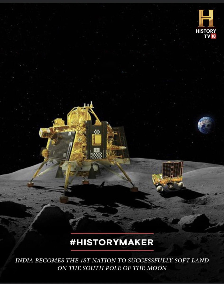 Dr_SonalSharma's tweet photo. Congratulations #ISRO for such a historic achievement. India 🇮🇳 on the Moon 🌝  #chandrayan3 #VikramLander #pragyanrover #IndiaOnTheMoon https://t.co/CxKsgmRNVR