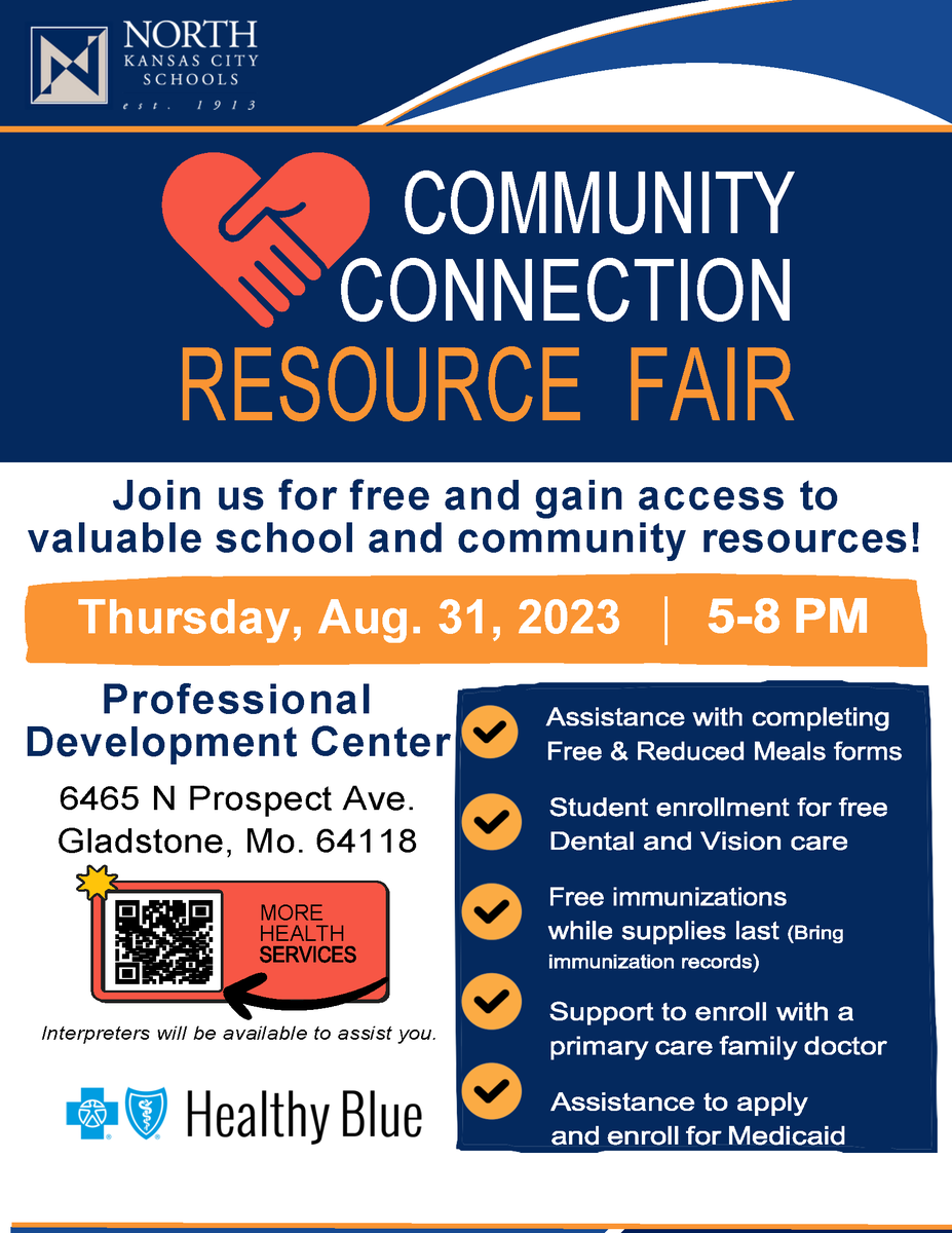 NKCSchools's tweet photo. Mark your calendars! Join us for our Community Connection Resource Fair on Thursday, Aug. 31, from 5-8 p.m. at our Professional Development Center to get FREE access to school and community resources. More info: https://t.co/fqgjZZVptV https://t.co/ouPJn5SmRu