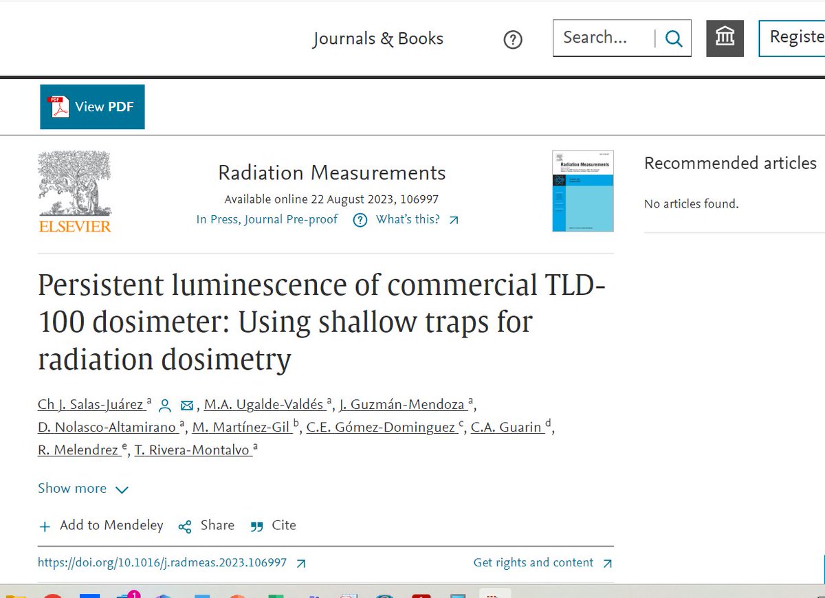salasjuarez's tweet photo. The recent article was published in the Radiation Measurements Journal. The work is about Persistent Luminescence in TLD-100 dosimeter for dosimetry radiation applications.

https://t.co/TdY7lES0XW https://t.co/SnxzK8UPk6