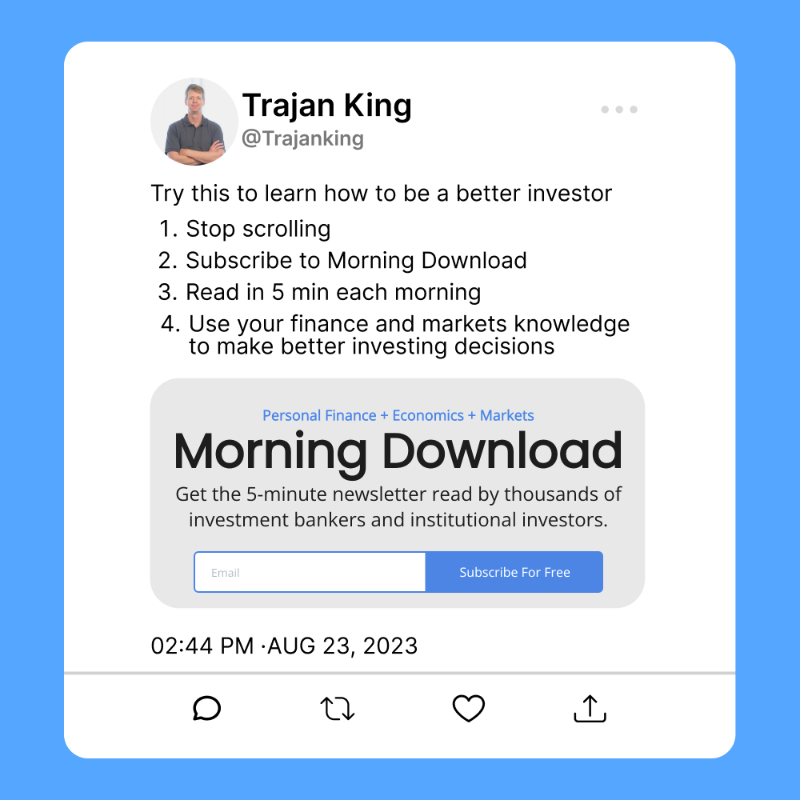 TrajanKing's tweet photo. Get the 5-min daily email that'll make you a better investor.

Subscribe to Morning Download for free and join our community of 30,000+