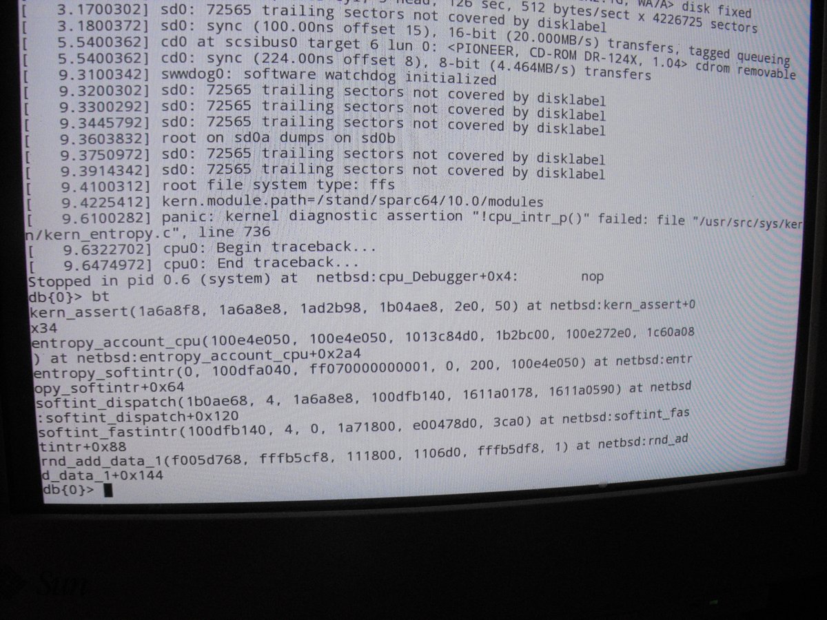 herdware's tweet image. I think we have a regression. #NetBSD 10_BETA on a Sun Ultra 1.