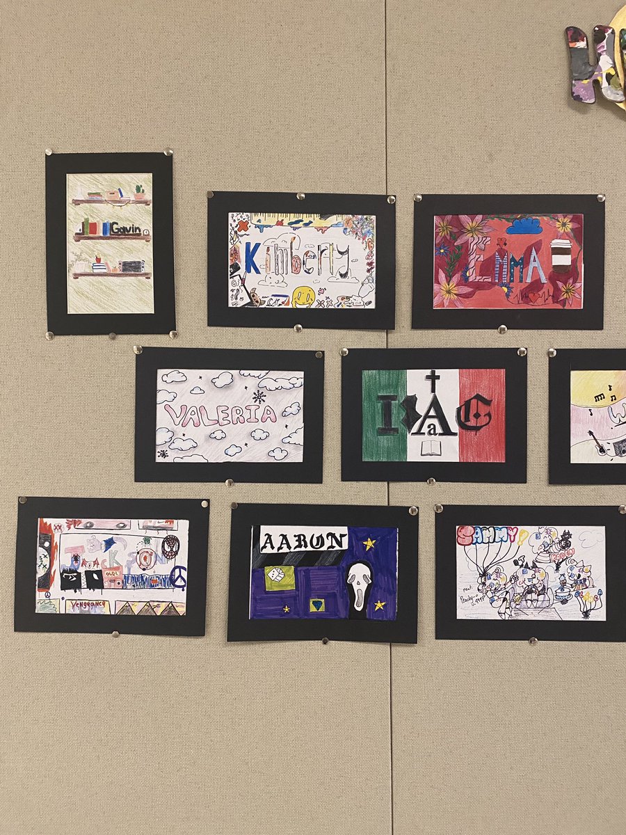 ORTIZ_MWHSART's tweet photo. First round of artwork up in the fine arts hallway!!
This was the very first assignment for my art 1 kids - Sketchbook Cover Designs! https://t.co/KgjjBE0gLk
