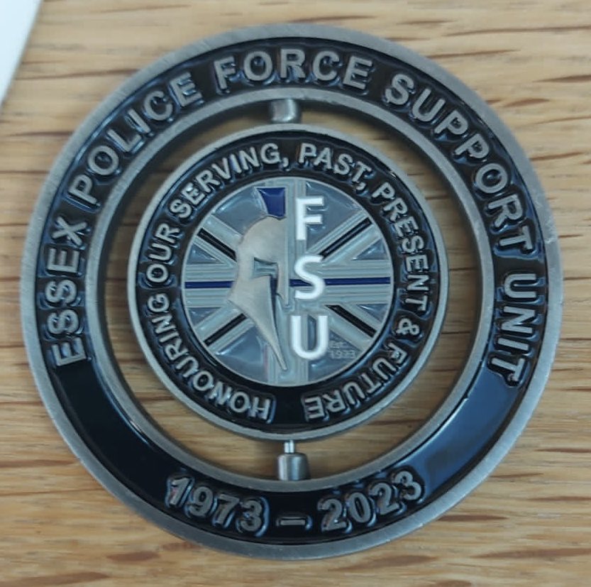 MatthewFish577's tweet photo. My dad who is a retired Police Officer received this today. Happy anniversary FSU! Nice little gift. Where did you get them made @EssexPoliceUK? https://t.co/dNoOYBxG7e