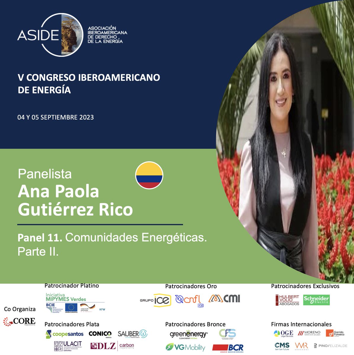 AsociacionIbero's tweet photo. Presentamos a nuestros expositores del Panel #11: "Comunidades Energéticas. Parte II" de nuestro #CongresoASIDE. Inscripciones abiertas en: https://t.co/KdMU5M767L
@CrAresep @CRMinae @BCIE_Org @KfW_int
@UEenCostaRica @energia1234 https://t.co/QYFqB5Re6j