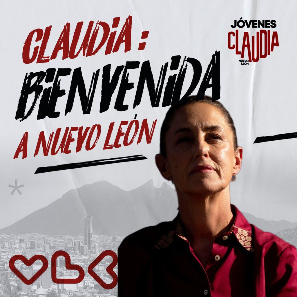 PorlaPrimera_NL's tweet photo. ⭐️Con su triunfo asegurado, la Dra. Claudia Sheinbaum comienza sus cierres hoy en nuestro estado. Bienvenida a Nuevo León a nuestra próxima Coordinadora 🫶🏼☀️
#EsClaudia #JovenEsClaudia #Sheinials #cuartatransformación #4T #corcholatas #ClaudiaSheinbaum #nuevoleon https://t.co/chEIXIH5p0