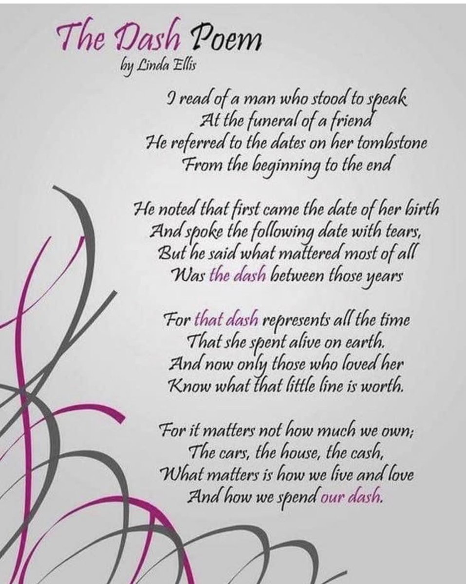 goodgrieftrust's tweet photo. We love this poem. 🧡 

‘What matters is how we live and love and how we spend #ourdash 🧡 https://t.co/XzAahgEqZY