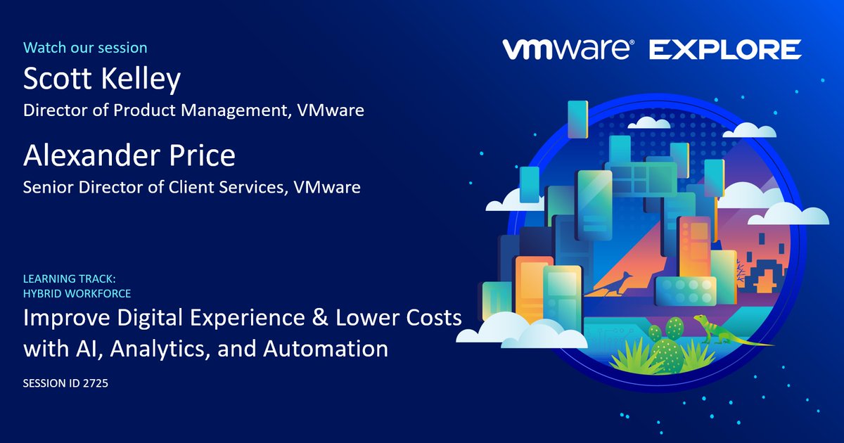 How can we use #AI to improve the digital #EmployeeExperience and lower costs? 👩‍💻

At <a href="/VMwareExplore/">VMware Explore</a>, we're sharing insights on this topic in just 1 hour. Join us for the breakout session! bit.ly/3NvdNfF