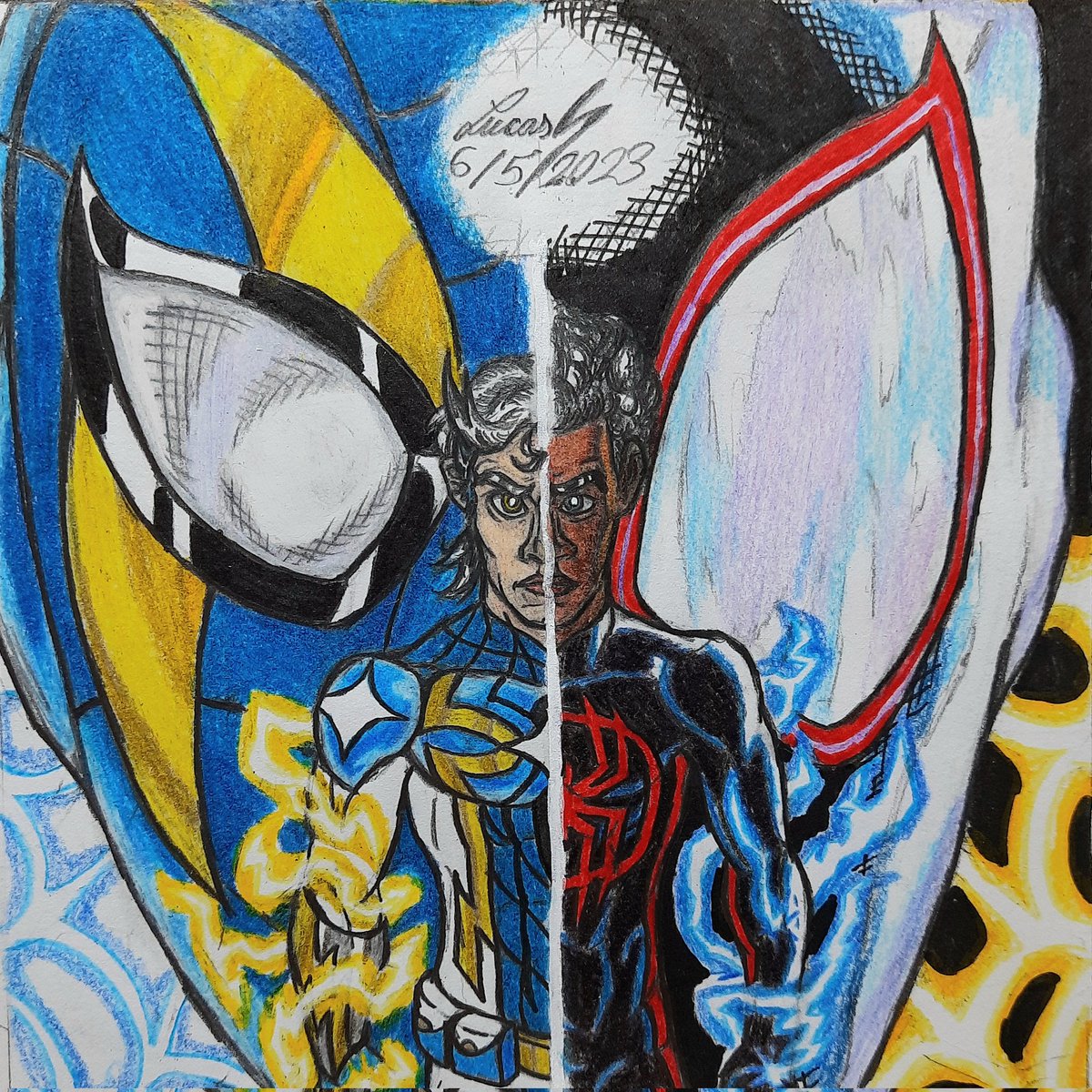 Art_Lu_Carvalho's tweet photo. Spider-Light & The Ultimate Spider-Man - Spider Similarity
•
#spiderlight #lucasncarvalho_oc #marvelocsouthchampions #marveloc #marvel #oc #spidersona #spiderverse #acrossthespiderverse #spiderman #milesmorales #artwork #illustration #drawing #traditionalart #characterart https://t.co/EAz27dKYez
