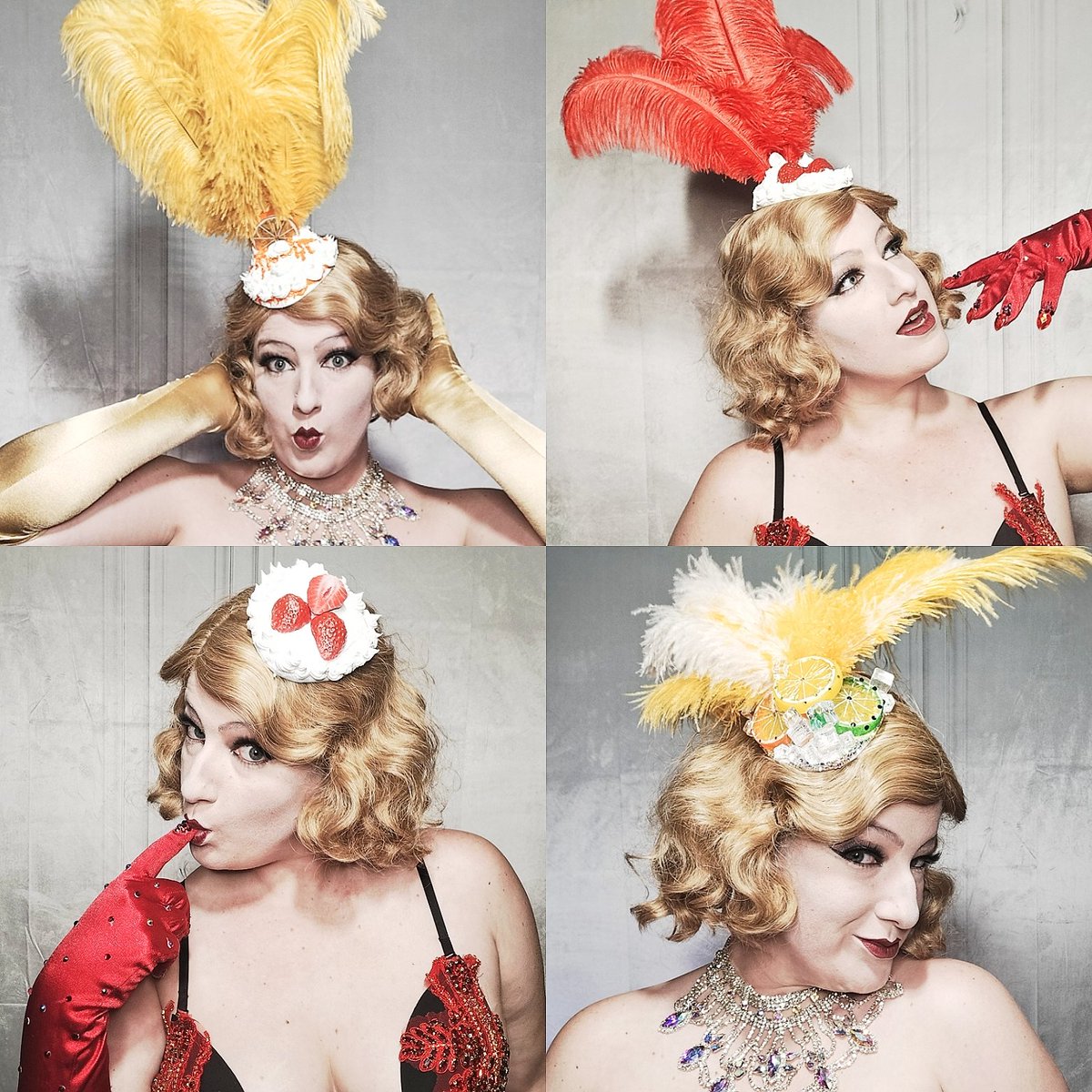 Lady_Mekaella's tweet photo. I've quite enjoyed my silly millinery lately when not onstage. Especially the whimsical dessert &amp; cocktail ones. #fascinator #featheredheaddress #showgirlcostume #burlylife #showgirllife #fakecake #isitcake #40orangeglazecake #diycostume #thanksimadeit https://t.co/jByiQ15jZB