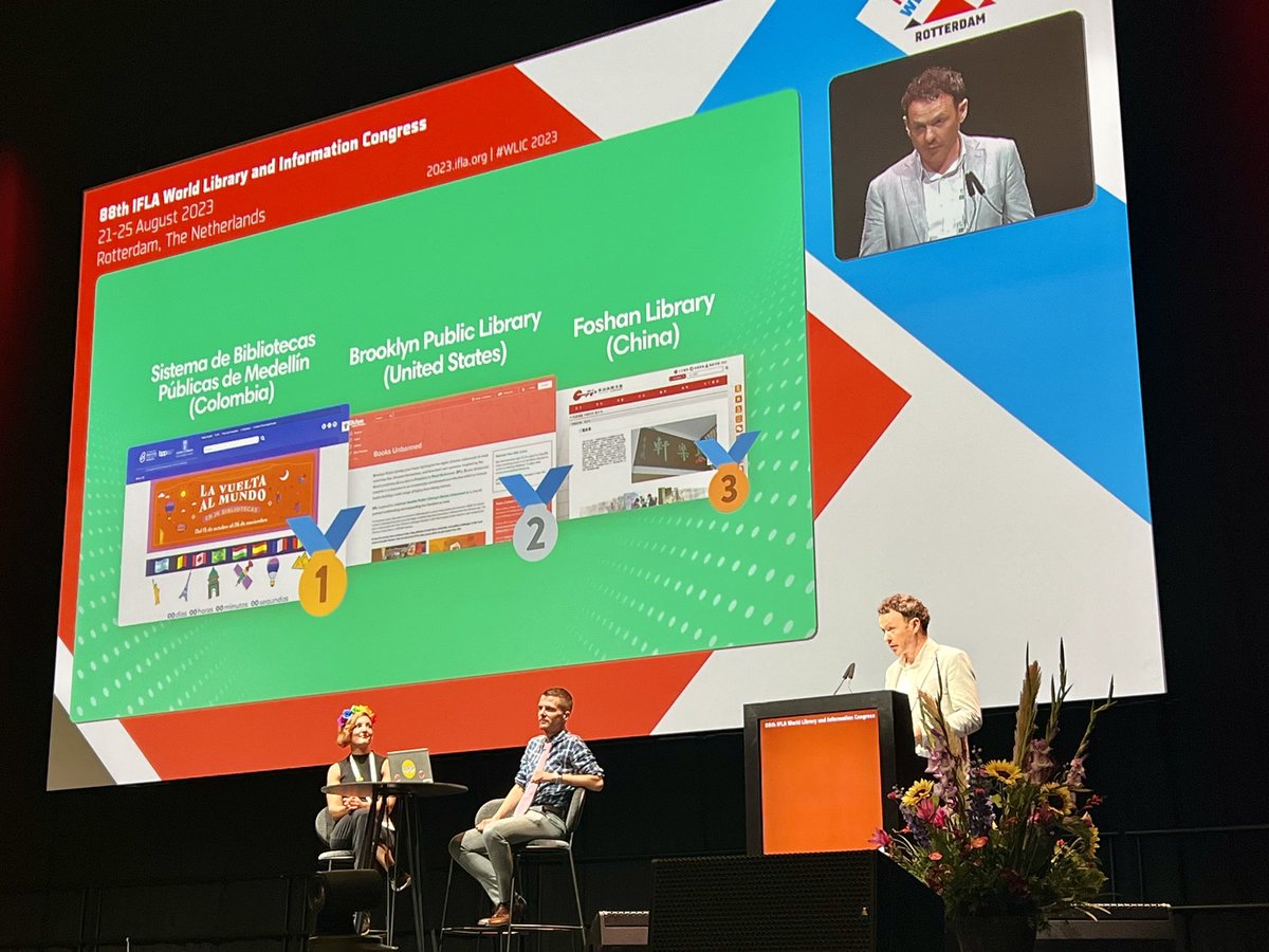 IFLA_MM's tweet photo. Thank @PressReader , sponsor of this #LibraryAward, for making this possible and letting us have those amazing projects here, and congratulations to our seven presenters for being inspiration to colleagues and libraries all over the world #marketinggenius @ifla #wlicwow https://t.co/akm2GbAIQe