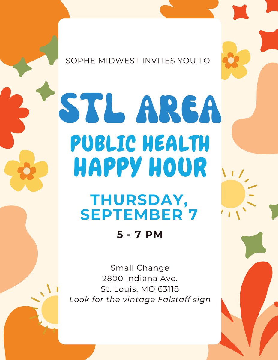 #STL area #PublicHealth and #CHES #MCHES colleagues, join us for #HappyHour in the Lou on September 7, 2023, from 5 - 7 p.m. CT at Small Change in Benton Park. See you on the patio!