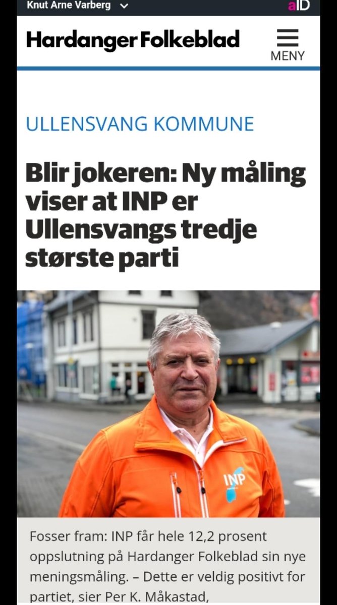 INP 3. største parti i Ullensvang. Godt utgangspunkt for å belyse ⁦@LyseAS⁩ og ⁦@NorskHydroASA⁩ s omgåelse av konsesjonsloven i Røldal. Siste ord i den saken er ikke sagt.