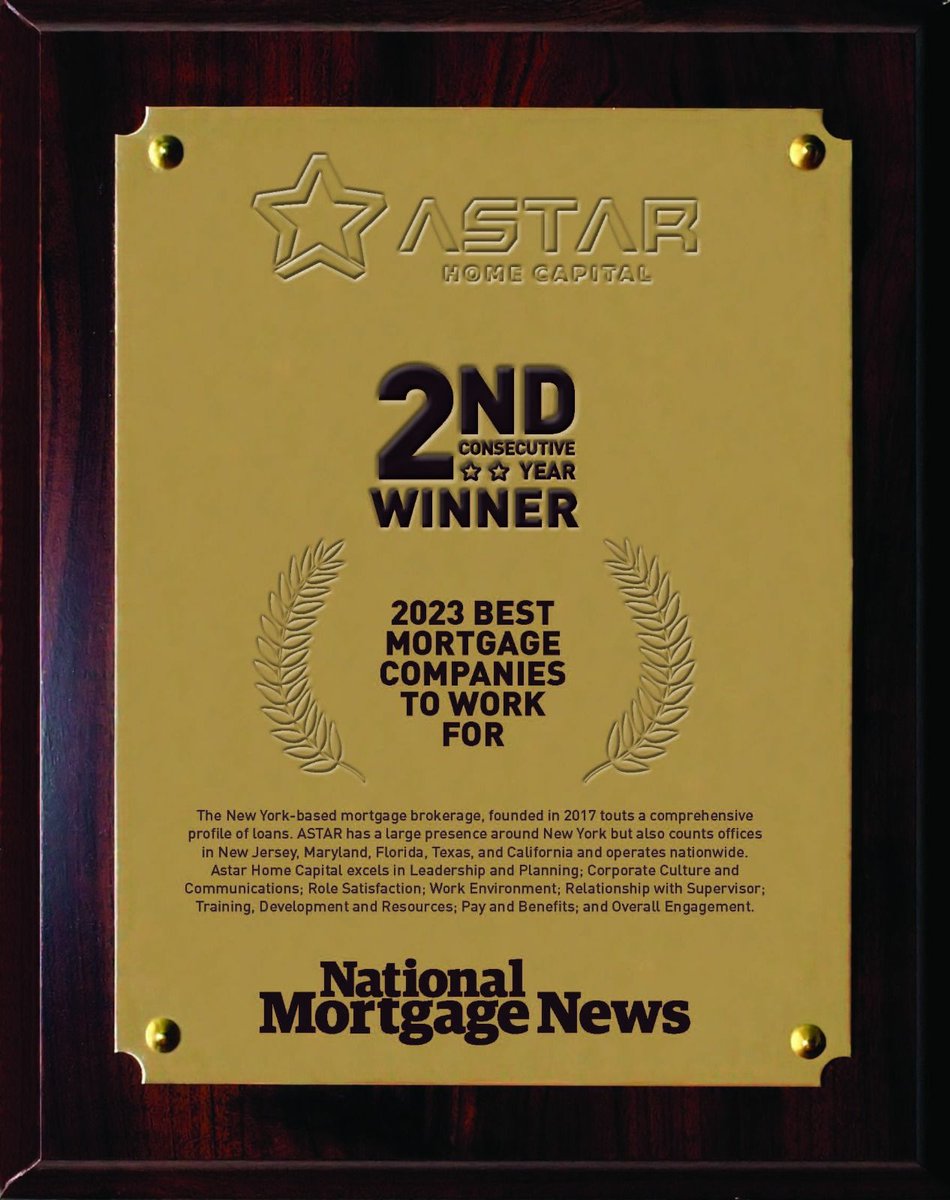 AstarCapital's tweet photo. ASTAR Home Capital has earned the distinction for the 2nd consecutive year of being ranked one of the 2023 Best Mortgage Companies to Work for! 🏆 @NatMortgageNews Read More: https://t.co/e9zbQpWwYT #mortgage #loanofficers #homebuyers https://t.co/czHGwM4sum