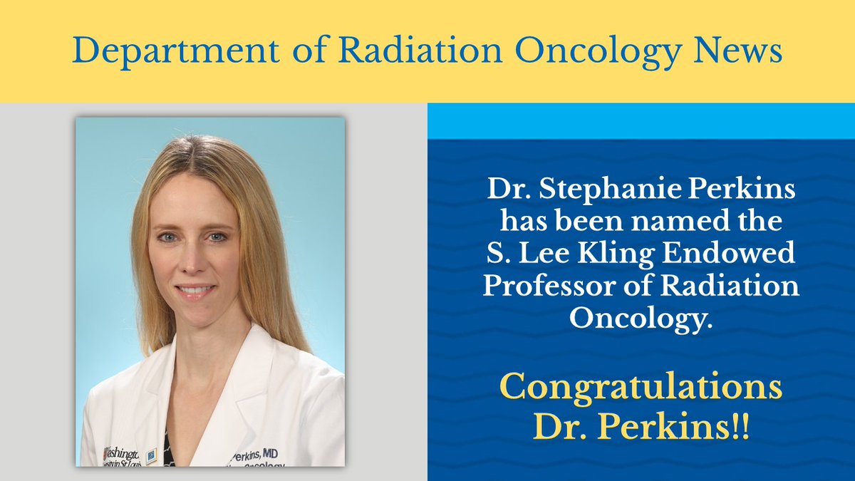 Stephanie M. Perkins, MD, accomplished expert in pediatric &amp; #ProtonTherapy radiation, has been named the S. Lee Kling Endowed Chair in Radiation Oncology at The Foundation for <a href="/BarnesJewish/">Barnes-Jewish</a>.
Article here: bit.ly/3QS2rps

<a href="/SitemanCenter/">Siteman Cancer Center</a> <a href="/BJC_HealthCare/">BJC HealthCare</a>