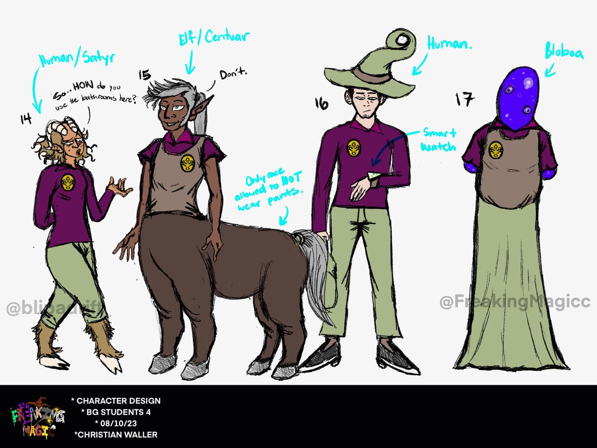 The ACADEMY is always brimming with new students🧙🏿‍♂️⛪️ Here’s another look at some characters you'll see in the upcoming
issue of FREAKING MAGIC📒✨🔮

#ComicBook
#IndieComics
#ComicArt
#GraphicNovel
#ComicCommunity
#ComicsCreators
#ComicBookArt
#ComicBookFans
#SupportIndieComics