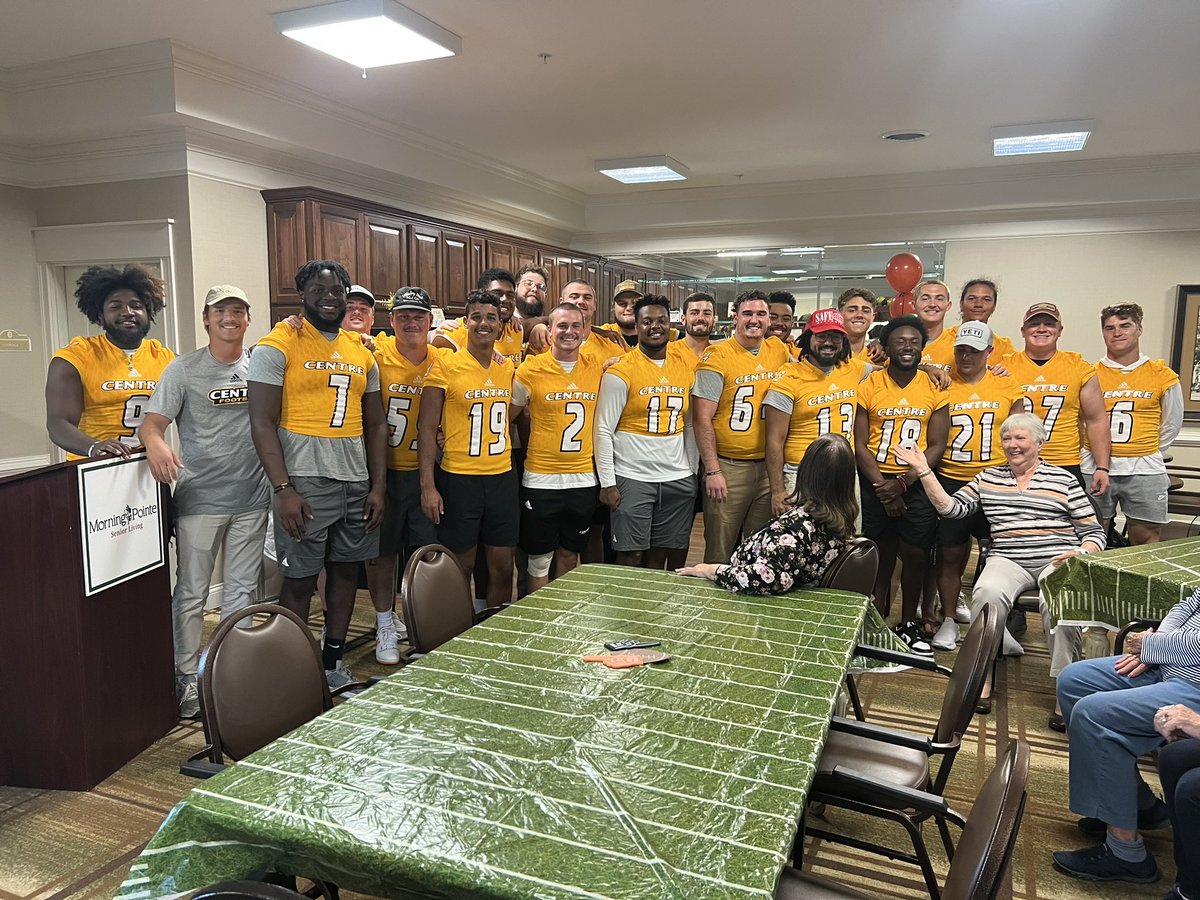CentreFootball's tweet photo. The Colonels were blessed with the opportunity to serve our community this past weekend at Morning Pointe Sr. Living and Salvation Army! #PEV https://t.co/3XyXeyFkeA