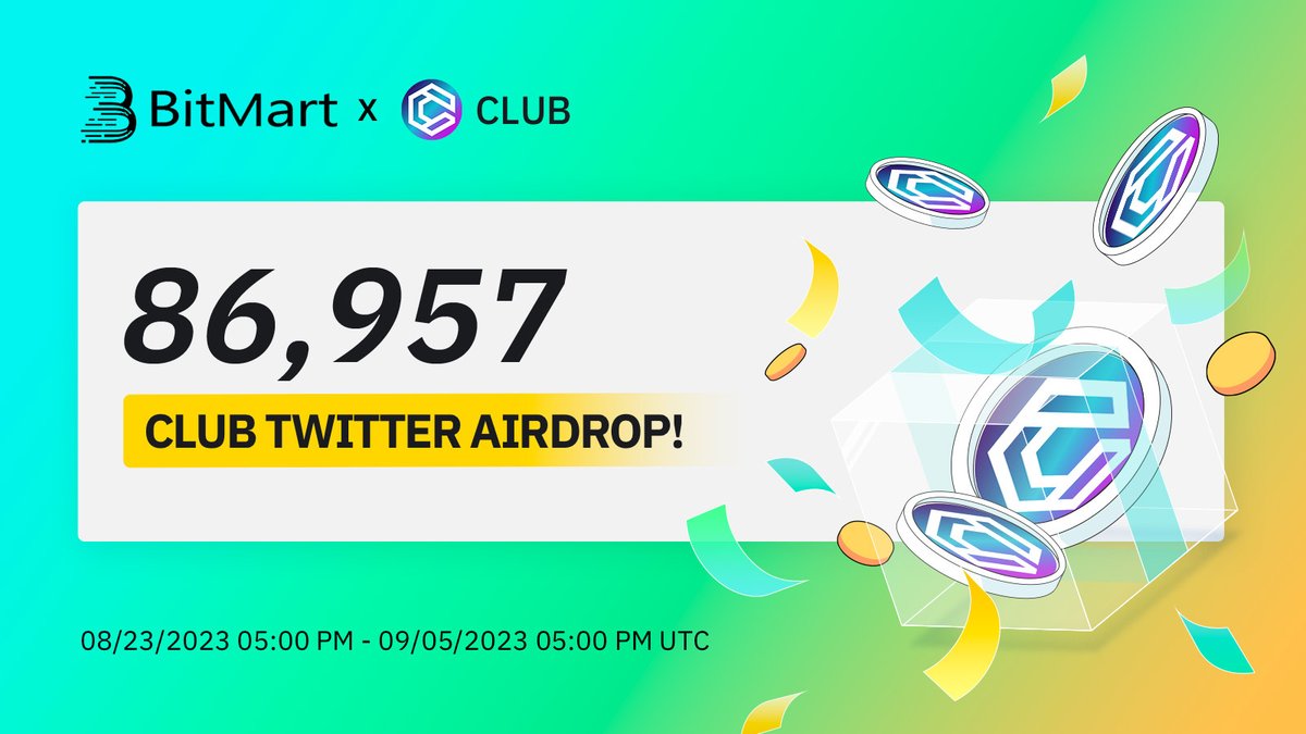 🌟 #BitMart X #CLUB #Airdrop 🌟

1⃣Follow <a href="/BitMartExchange/">BitMart</a> &amp; <a href="/PixelCanvasInc/">Pixel Canvas</a> 
2️⃣Like, RT and tag 3 frds
3️⃣Join t.me/BitMartExchange &amp; t.me/pixelcanvasclub
4️⃣ Fill out this form: forms.gle/ft2bLEZxR3QG8n…

🎁150 lucky winners receive 579 CLUB each!
👉Register now: