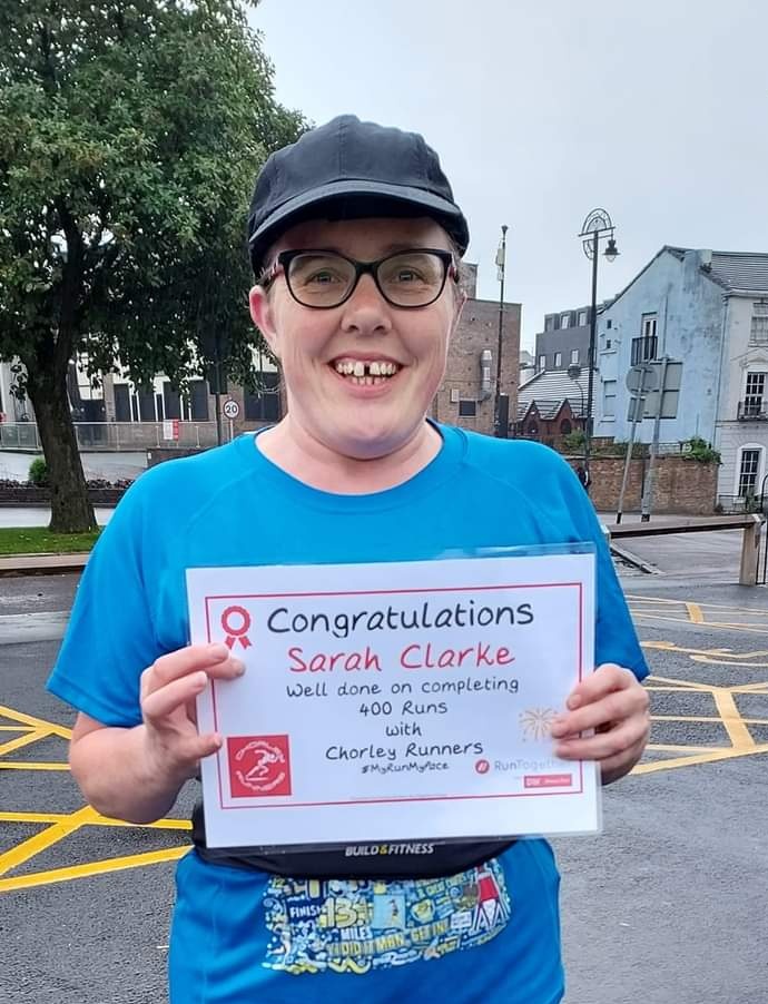 ChorleyRunners's tweet photo. Congratulations to Sarah, one of our fantastic 👌, supportive run leaders on reaching her 400 th session with the club.
 #volunteerawards #volunteer #RunTogether #chorleyrunclub #ChorleyRunners #communityfunded #runningintherain☔ #runnersofinstagram #MyRunMyPace #mentalhealth https://t.co/rGq1oJc8eG