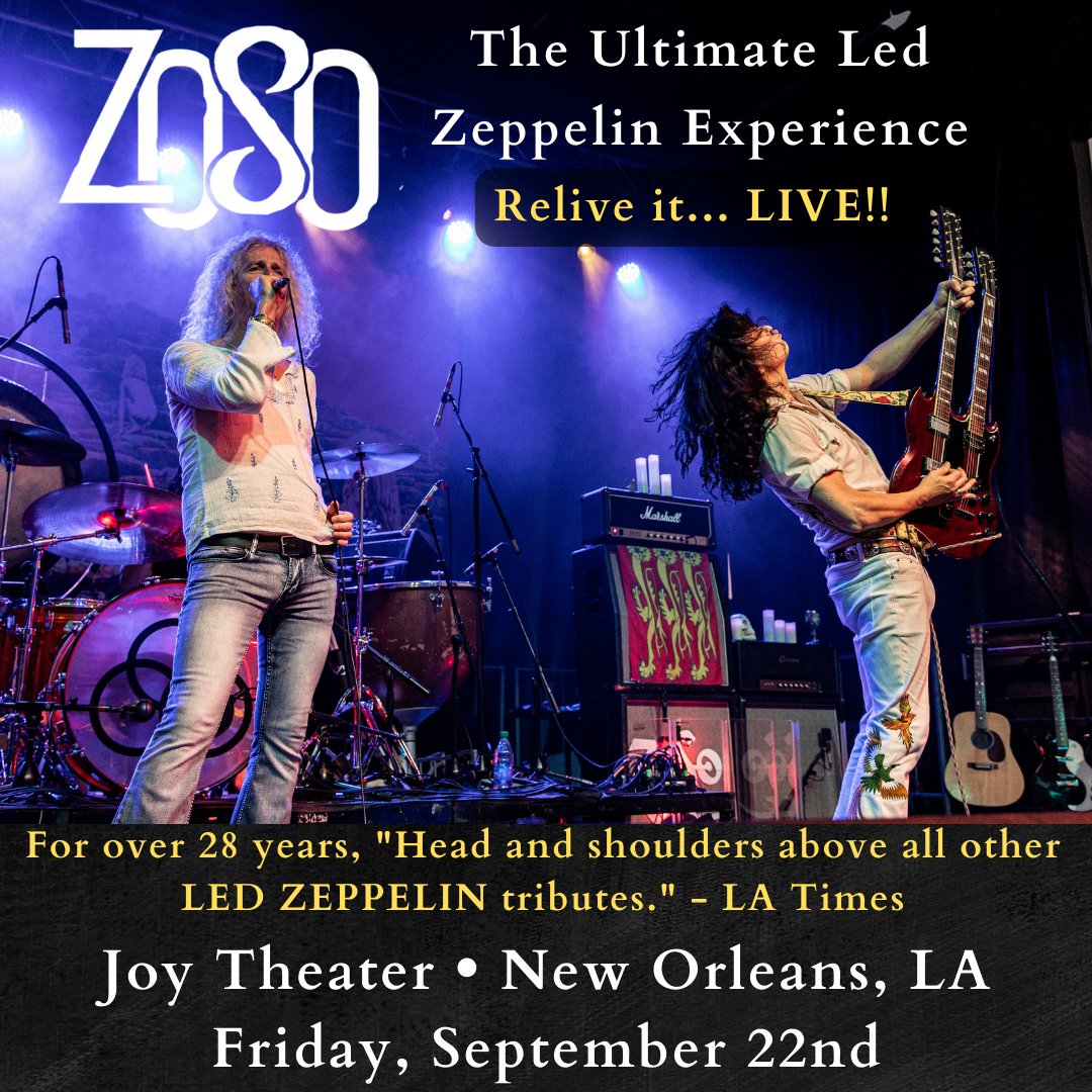 ZoSo (@zosoontour) on Twitter photo Just announced!! Heading to back to New Orleans on 9/22. Come see us at the amazing <a href="/JoyTheater/">Joy Theater</a> . Tickets go on sale at 10am this Friday. Two hours of all your favorites and deep cuts. Photo by @Studio30518 Just announced!! Heading to back to New Orleans on 9/22. Come see us at the amazing <a href="/JoyTheater/">Joy Theater</a> . Tickets go on sale at 10am this Friday. Two hours of all your favorites and deep cuts. Photo by @Studio30518