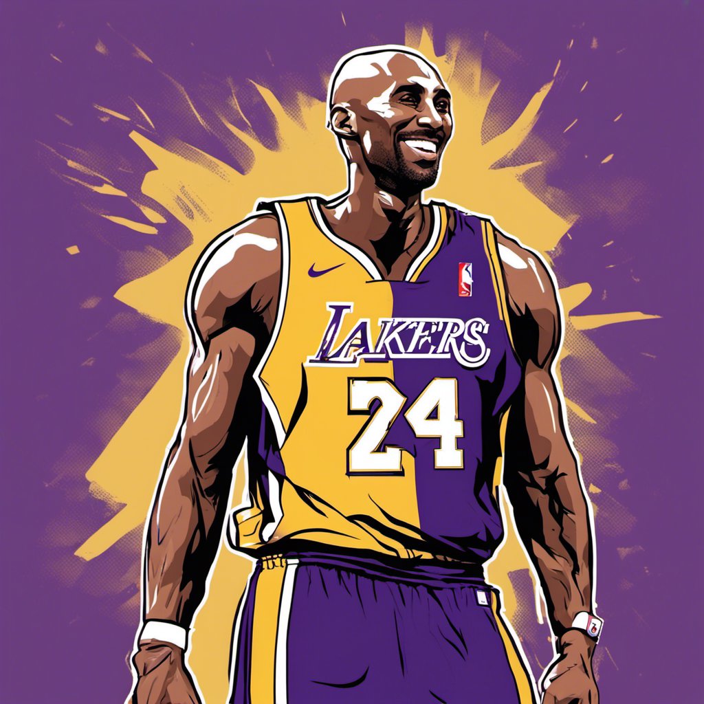 ImageApp176164's tweet photo. Purple and Gold forever. Happy Birthday #Kobe #MambaForever #Basketball #AI #aiart #StableDiffusion This image was generated via the https://t.co/RMQ1uZU5nn https://t.co/YkeBuBZhFl