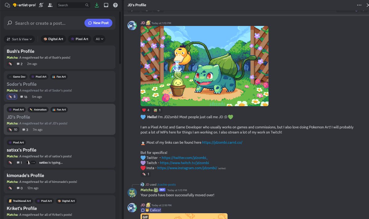Our biggest feature yet, "Artist Profiles" launched today!

Personalized blogs that let you follow and keep up with your favorite artists. 💚

Their gallery posts auto propagate to their feed, so never miss a post! They also might share WIPS / and other cool stuff blog style! ✨