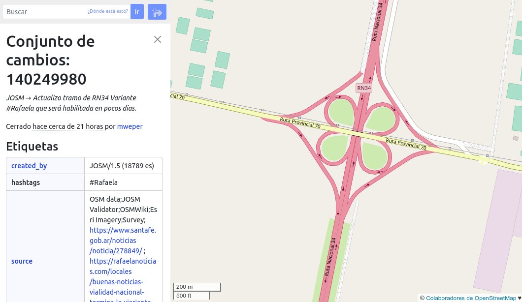 OpenStreetMapAR's tweet photo. 🛣 Apenas se inauguró la Variante Rafaela de la RN 34 en la Provincia de Santa Fe, el usuario mweper ya la estaba mapeando en @OpenStreetMap 👏
#OSMenVivo 
🗺 Ver edición https://t.co/K1bsqQBqcX https://t.co/uOZYr6bsFR