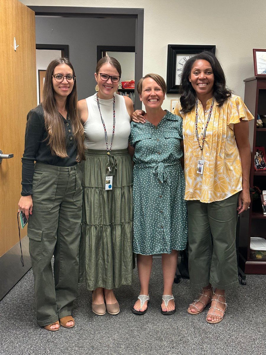 SundanceMustang's tweet photo. They say great minds think alike! Our leadership team came to school in a similar color palette! https://t.co/rG1z85WA8T