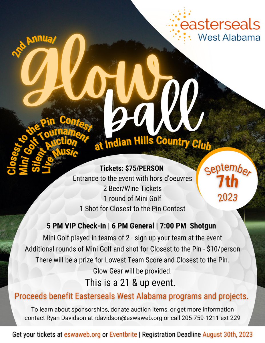 UnitedWayWestAL's tweet image. Glow in the dark putt-putt?!! Count me in! AND for a good cause! #LiveUnited #PartnerAgency #GlowBall