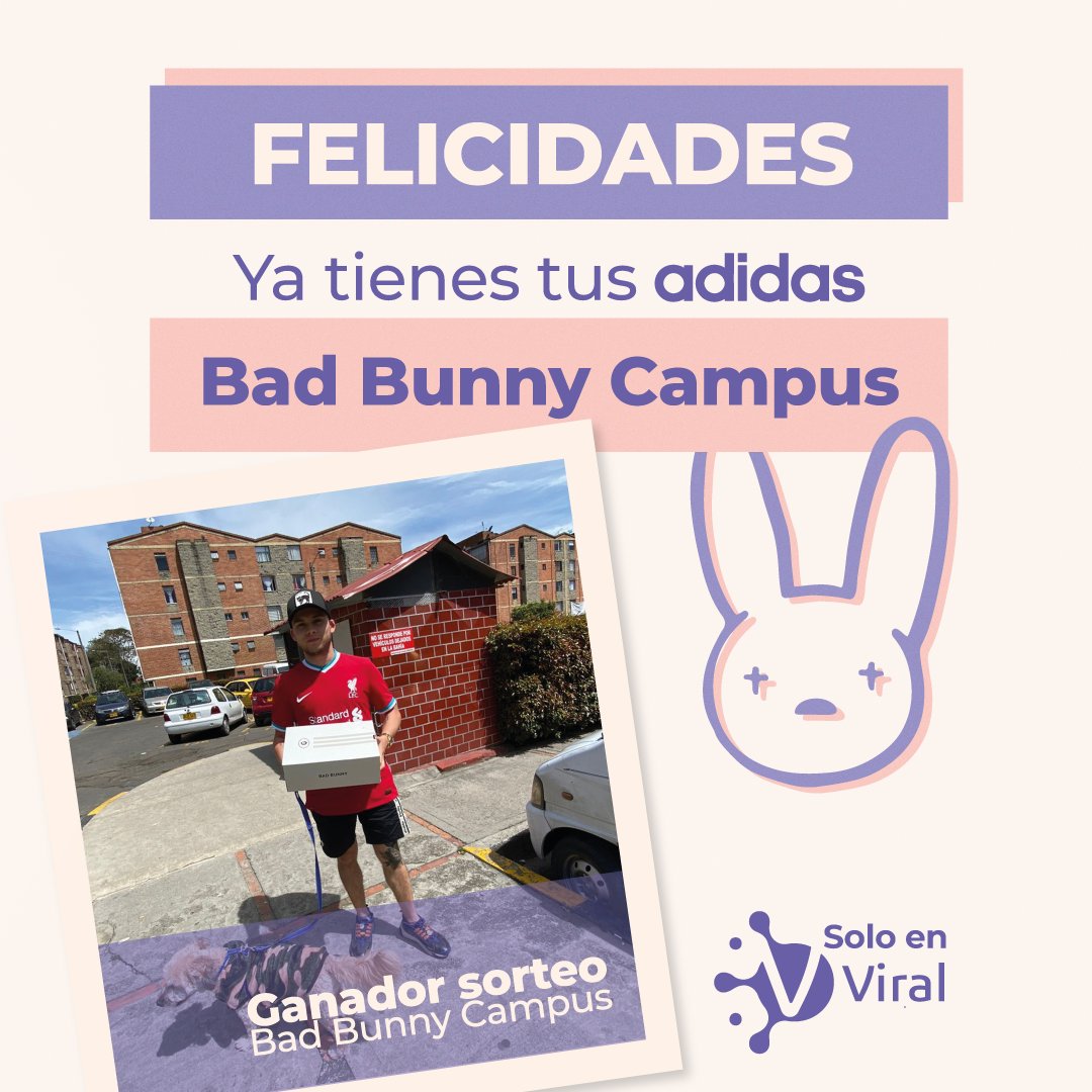Grupovirall's tweet photo. Ganador de las Adidas Bad Bunny Campus 🐰👟🥳, en Viral estamos muy felices de siempre poder realizar estos sorteos para ustedes 🤩💯 https://t.co/6vAEgcSEg4