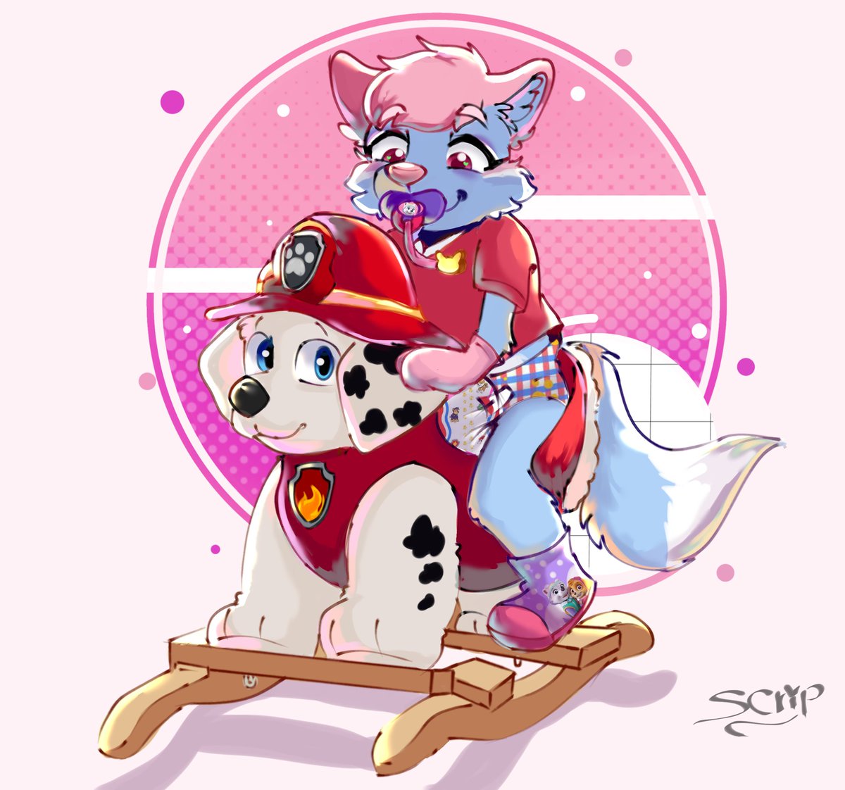 scrapchyps's tweet photo. First ych finished!
Thanks to nebstar, squeaks and krissy for giving me the opportunity to draw their characters, I loved it!!🩵
#babyfur #sfw #agere https://t.co/ZERtRFrPhH