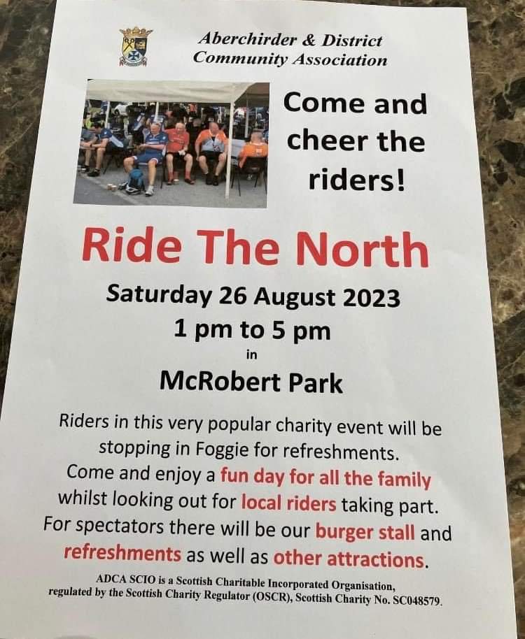 ride_the_north's tweet photo. Ride the North is visiting Foggie on Saturday and the local community are hosting a fun day to coincide. Music, BBQ and all sorts of fun. The children of Aberchirder School have made a welcome banner. You have to go there now (100 or 77 mile routes) https://t.co/QdvwCwEqTQ